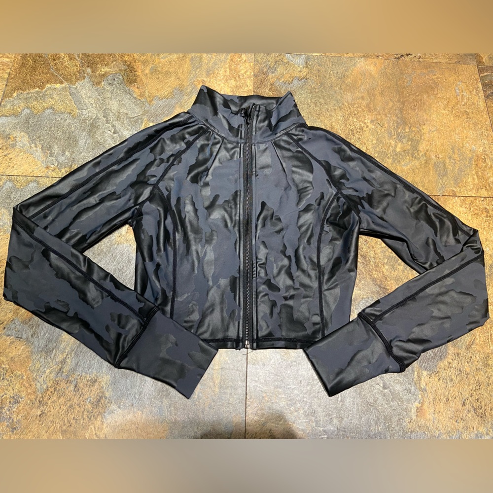 Mono B Full Zip Cropped Jacket, Size Small